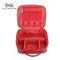 Travel Cosmetic Bag With Zipper Floral Compartment Red Portable Makeup Bag