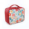 Travel Cosmetic Bag With Zipper Floral Compartment Red Portable Makeup Bag