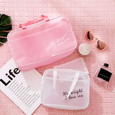 Pure Color Travel Portable Handle PVC Cosmetic Vanity Bag