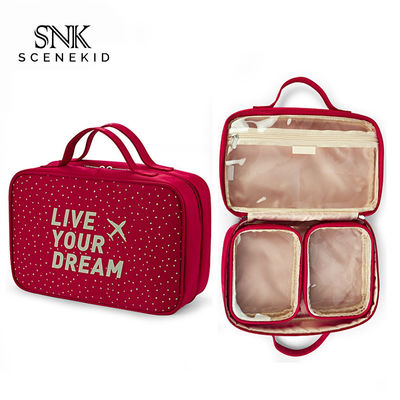 Professional Custom Large Capacity Waterproof Polka Dot Wash Makeup Bag