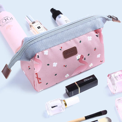 Travel Portable Multi-Function Pink Printed Korean Toiletry Wash Zip Bag