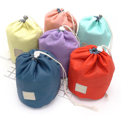 Round Drawstring Polyester Cosmetic Bag For Travel