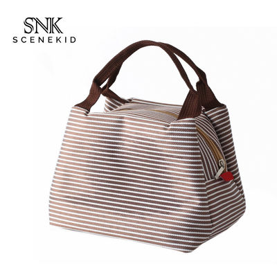 Leakproof White Striped Oxford Thermal Cooler Bag