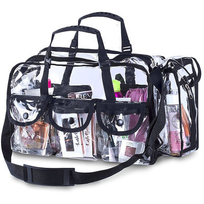 Adjustable Strap Clear 4 External Pockets Makeup Organizer PVC Toiletry Bag