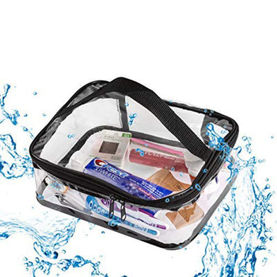 Waterproof Transparent PVC Train Case Organizer Makeup Pouch with Top Handle