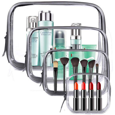 4 Pcs Waterproof PVC Zippered Toiletry Carry Portable Makeup Organizer Bag