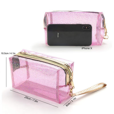 Zippered Transparent PVC Toiletry Bag With Handle Strap