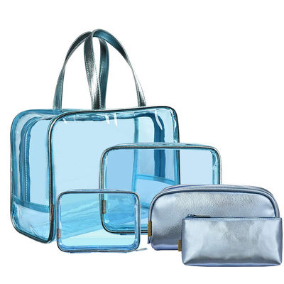 5 In 1 PVC Leather Travel Transparent Cosmetic Bags