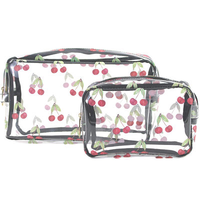 Cherry Print Travel PVC Cosmetic Toiletry Bag For Women