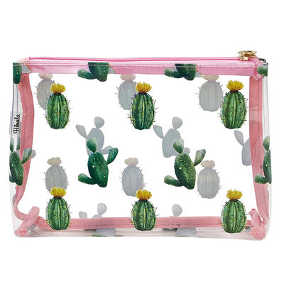 See Through Cactus Print PVC Travel Packing Bag