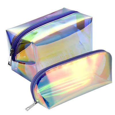 F Color 2 Pack Clear PVC Holographic Make Up Bag