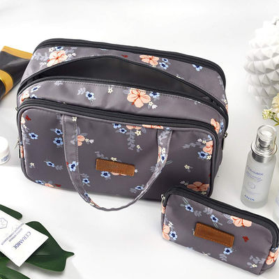 Water Resistant Floral Nylon Toiletry Bags For Girl