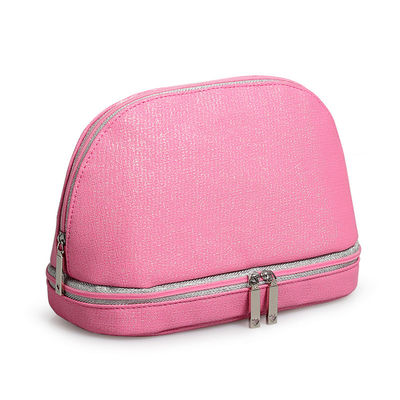 Double Layers Waterproof Travel Women PU Makeup Bag