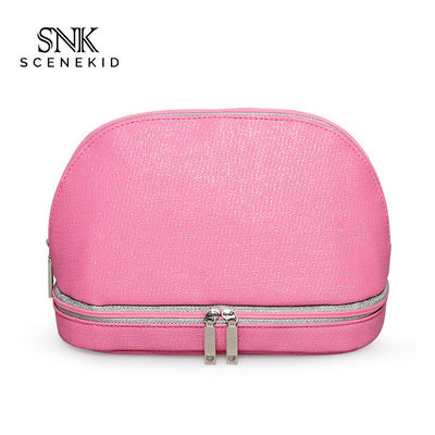 Double Layers Waterproof Travel Women PU Makeup Bag