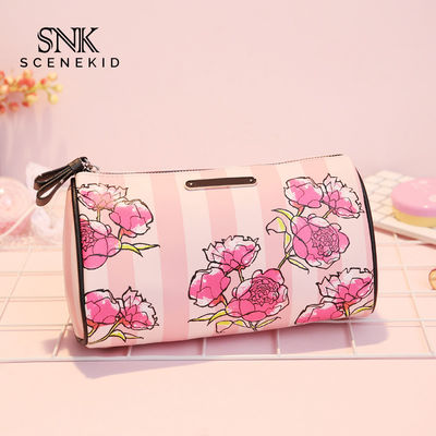 Beauty Make Up Flower Printing PU Leather Cosmetic Bag Set