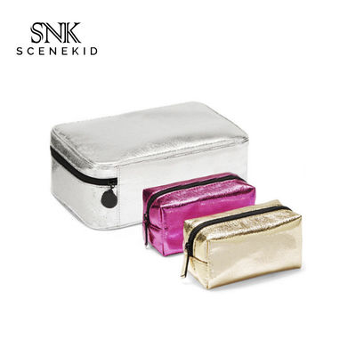 Women Zipper PU Leather Travel Cosmetic Bag Set