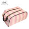 Organic Pink Stripe Pattern Waterproof PU Makeup Bag