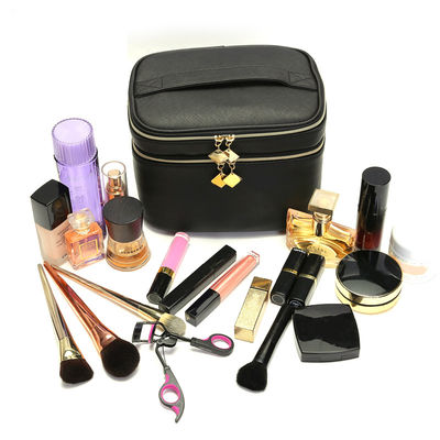 Mirror PU Leather Wash Cylinder Bucket Makeup Bag