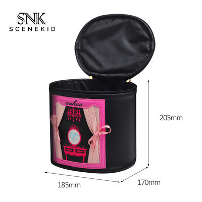 Luxury Lady Barrel Shaped Cylinder PU Makeup Bag