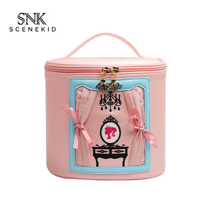 Luxury Lady Barrel Shaped Cylinder PU Makeup Bag