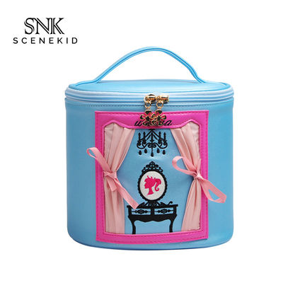 Luxury Lady Barrel Shaped Cylinder PU Makeup Bag