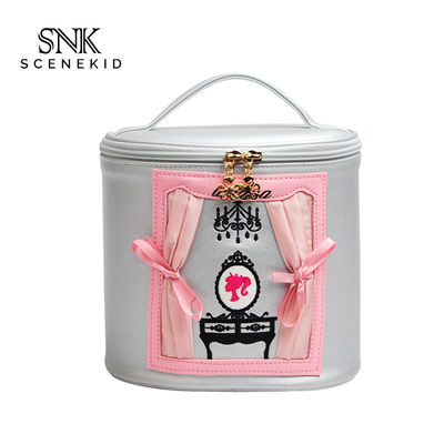 Luxury Lady Barrel Shaped Cylinder PU Makeup Bag