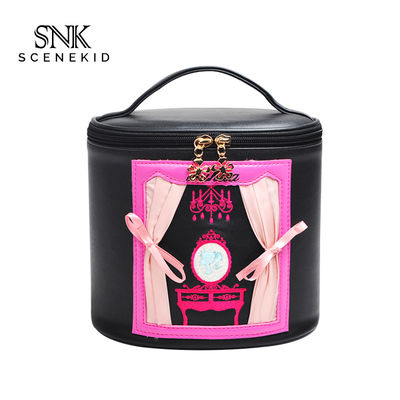 Luxury Lady Barrel Shaped Cylinder PU Makeup Bag