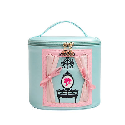 Luxury Lady Barrel Shaped Cylinder PU Makeup Bag