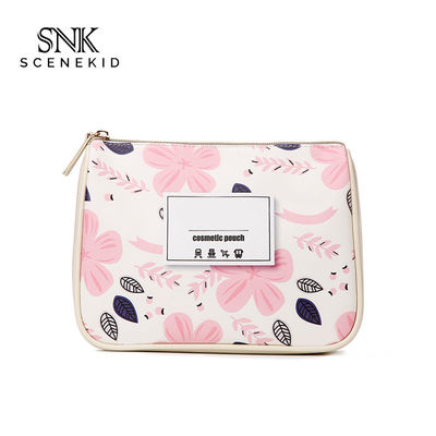 Waterproof PU Leather Flower Pattern Cosmetic Bag