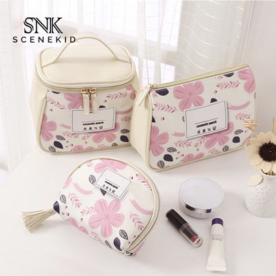 Waterproof PU Leather Flower Pattern Cosmetic Bag