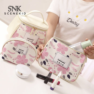 Waterproof PU Leather Flower Pattern Cosmetic Bag