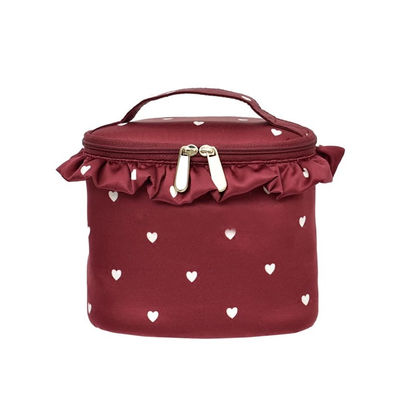 Plain Round Cylinder Bucket Portable Custom Cosmetic Bag