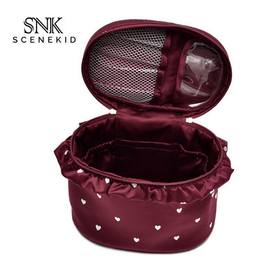 Plain Round Cylinder Bucket Portable Custom Cosmetic Bag