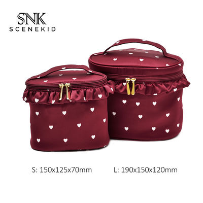 Plain Round Cylinder Bucket Portable Custom Cosmetic Bag