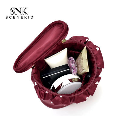 Plain Round Cylinder Bucket Portable Custom Cosmetic Bag