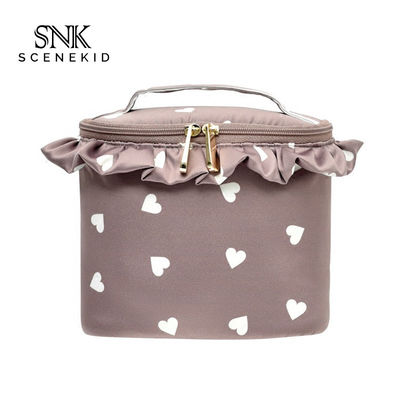 Plain Round Cylinder Bucket Portable Custom Cosmetic Bag