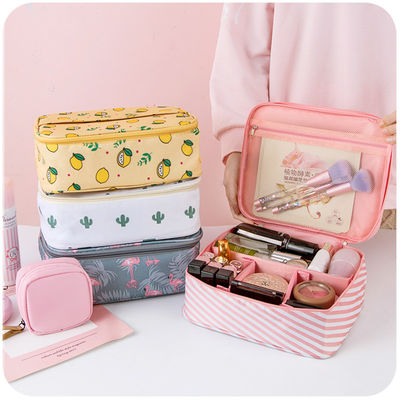 Zipper Velcro Closure Cute Cartoon Polyester Makeup Organizer Bag