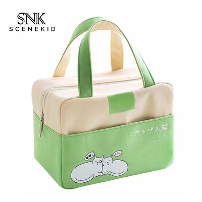 Portable Children Waxed Canvas Insulated Cooler Lunch Box