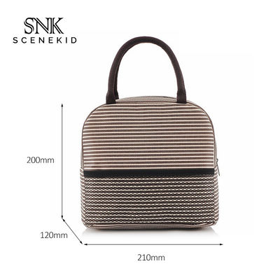 Multi Color Zip Striped Canvas Bento Lunch Bag
