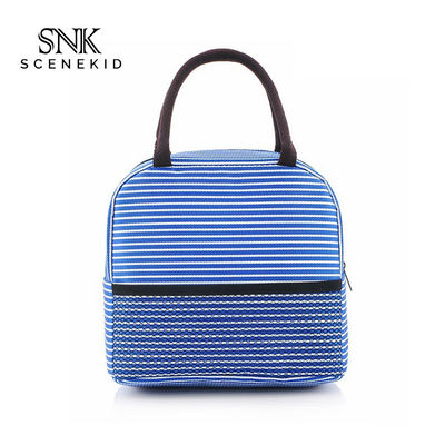 Multi Color Zip Striped Canvas Bento Lunch Bag