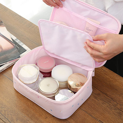 Adjustable Dividers Cosmetic Train Case With Mirror