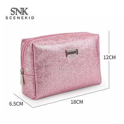Travel Shiny Glitter Powder Gold Pouch PU Leather Vintage Makeup Bag