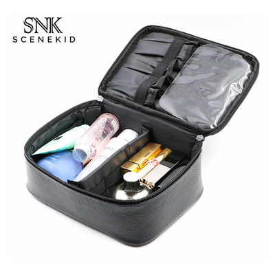 Ladies Pure Color Blank Black Custom Waterproof PU Cosmetic Bag