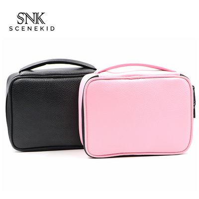 Ladies Pure Color Blank Black Custom Waterproof PU Cosmetic Bag