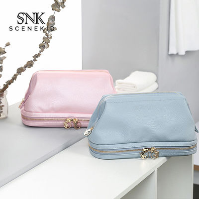 Blank Wholesale Two Zipper Luxury Cosmetic Bag High Quality Makeup Travel Bag