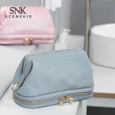 Blank Wholesale Two Zipper Luxury Cosmetic Bag High Quality Makeup Travel Bag