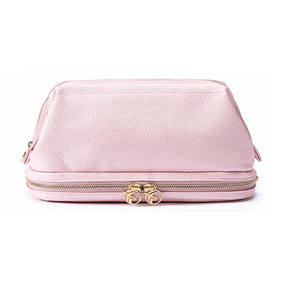 Blank Wholesale Two Zipper Luxury Cosmetic Bag High Quality Makeup Travel Bag