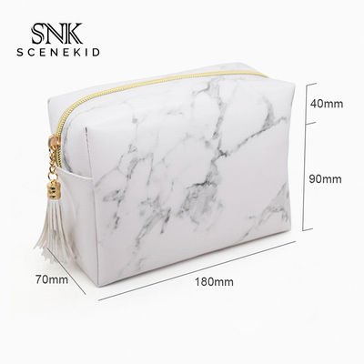 White Marble Leather Cosmetic Bag Blanks Promotion PU Makeup Brushe Bag