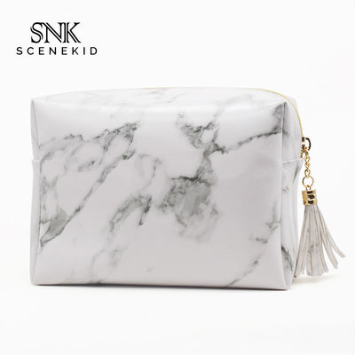 White Marble Leather Cosmetic Bag Blanks Promotion PU Makeup Brushe Bag