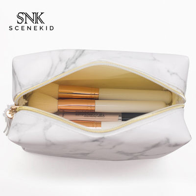 White Marble Leather Cosmetic Bag Blanks Promotion PU Makeup Brushe Bag